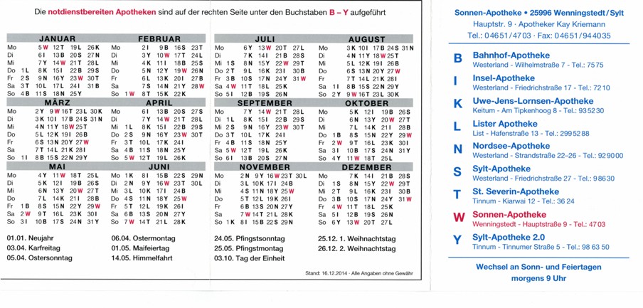 Apothekenkalender 2015 web